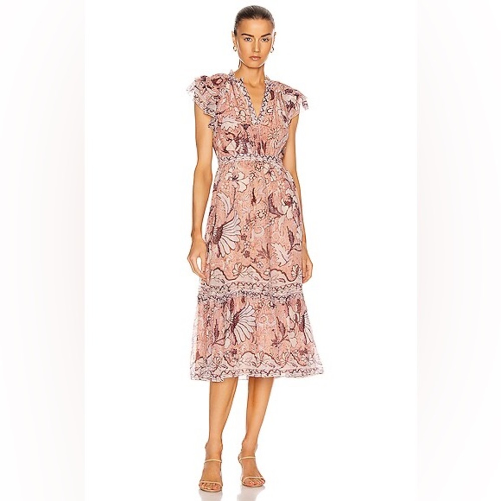 Ulla Johnson Pink Floral Midi Dress